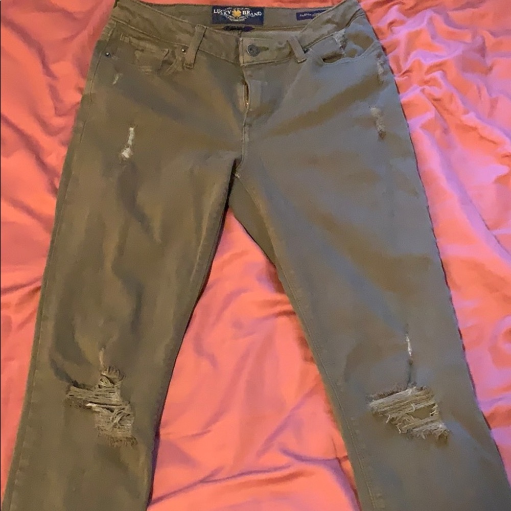 Dark Green distressed jeans
